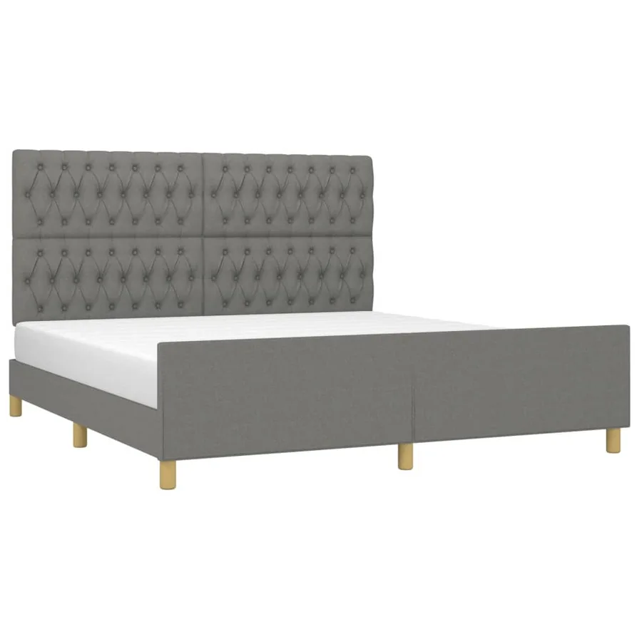 Cadre de lit sans matelas gris foncé 180x200 cm tissu - 3