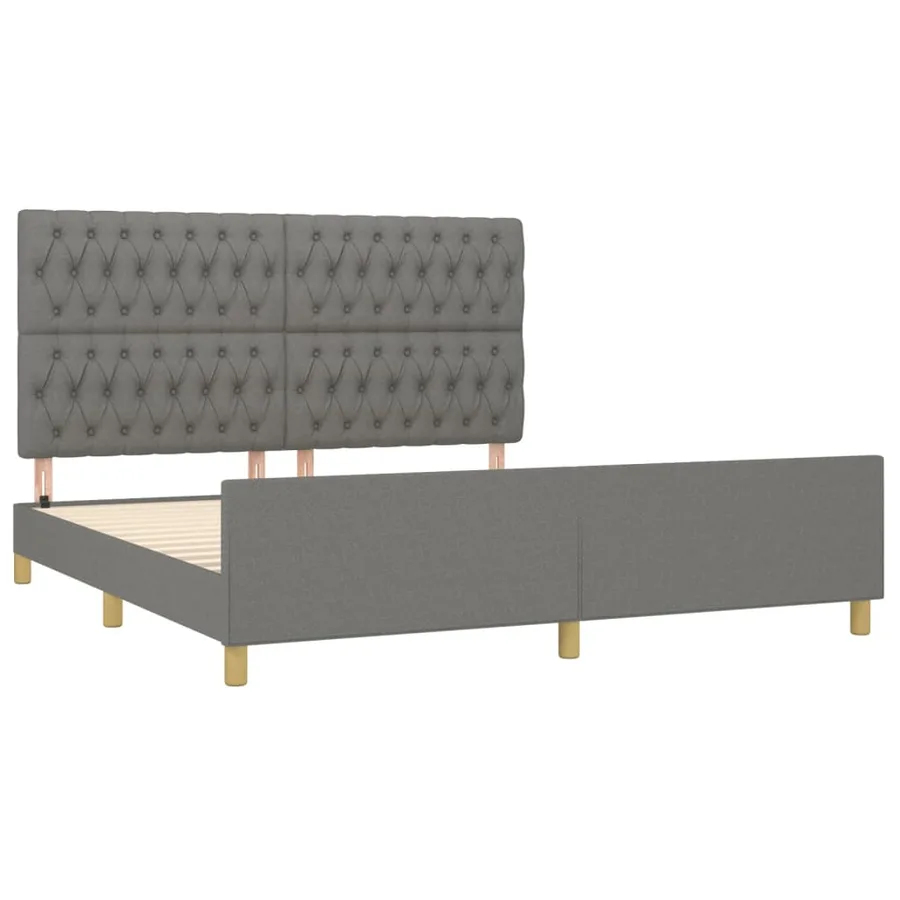 Cadre de lit sans matelas gris foncé 180x200 cm tissu - 4