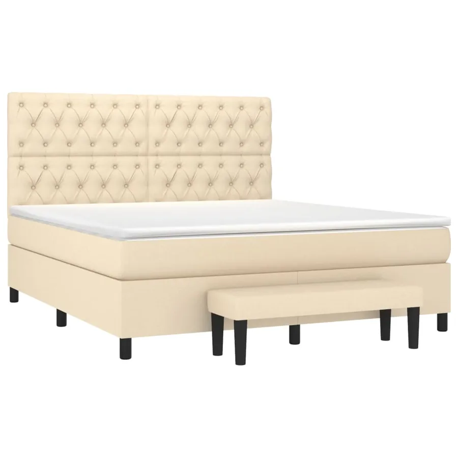 Sommier à lattes de lit avec matelas Crème 160x200 cm Tissu - 3