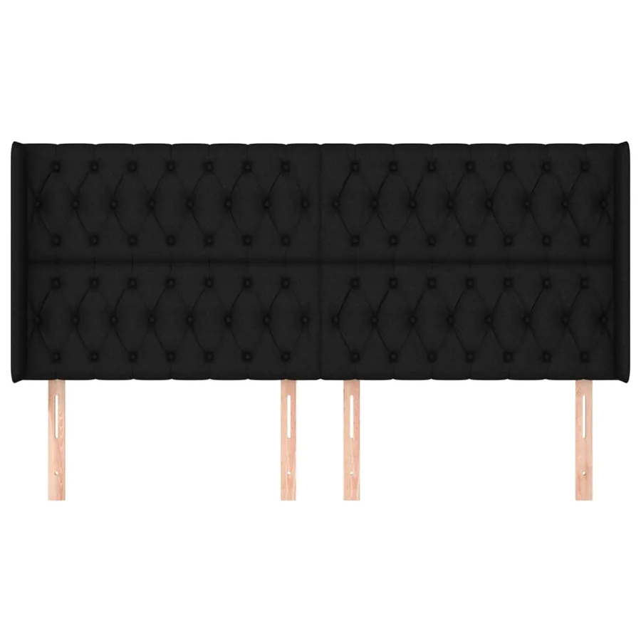 Tête de lit avec oreilles Noir 203x16x118/128 cm Tissu - 3