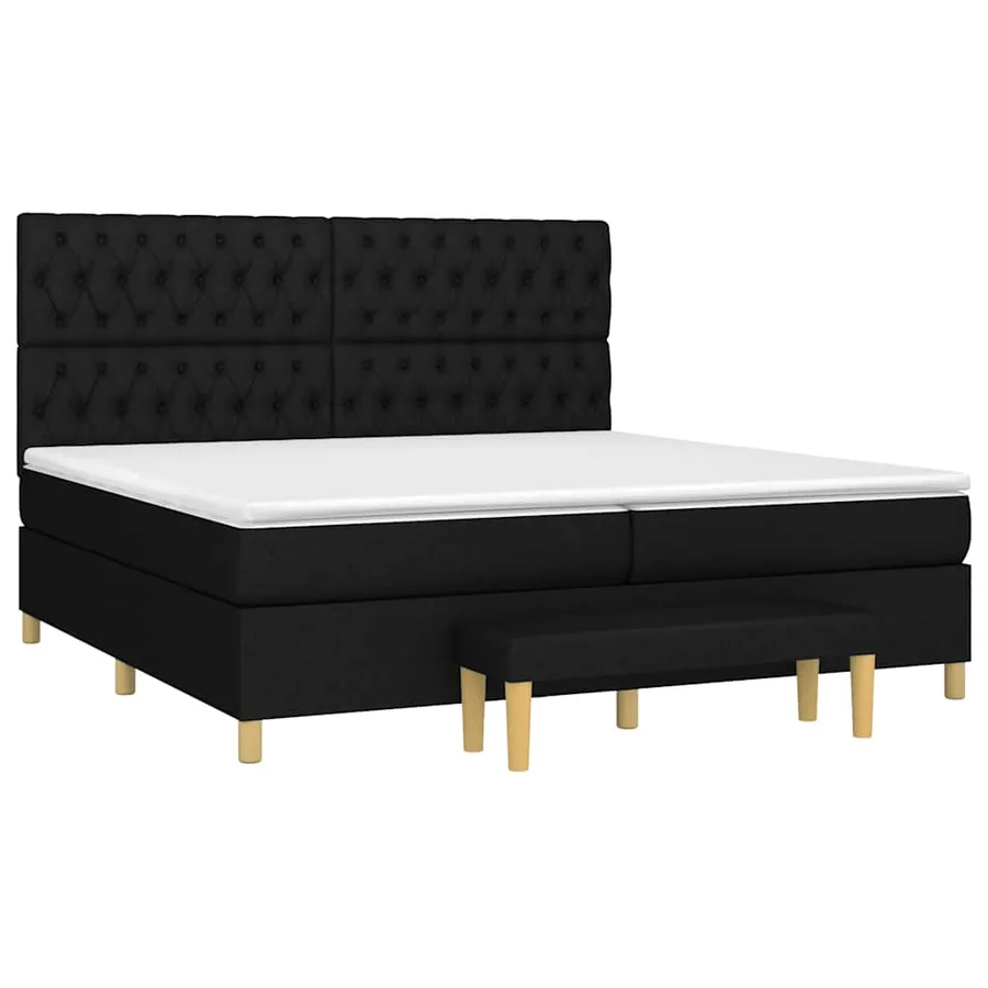 Sommier à lattes de lit avec matelas Noir 200x200 cm Tissu - 3
