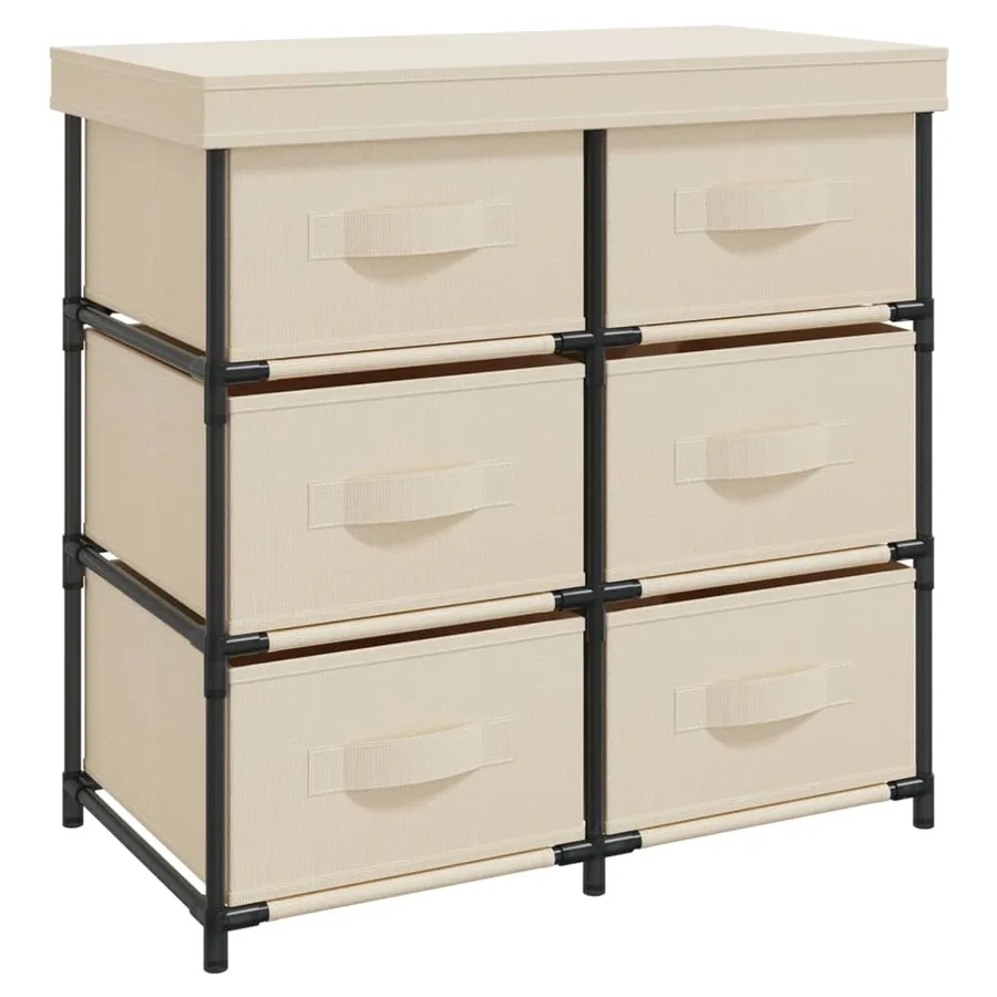 Armoire de rangement avec 6 tiroirs 55x29x55 cm Crème Acier - 2