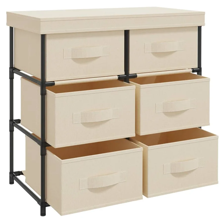 Armoire de rangement avec 6 tiroirs 55x29x55 cm Crème Acier - 5