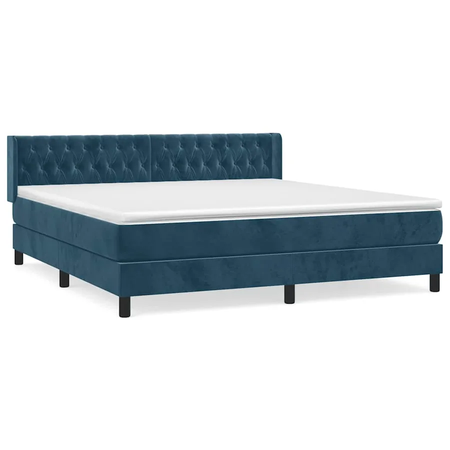 Sommier à lattes de lit et matelas Bleu foncé 160x200cm Velours - 2
