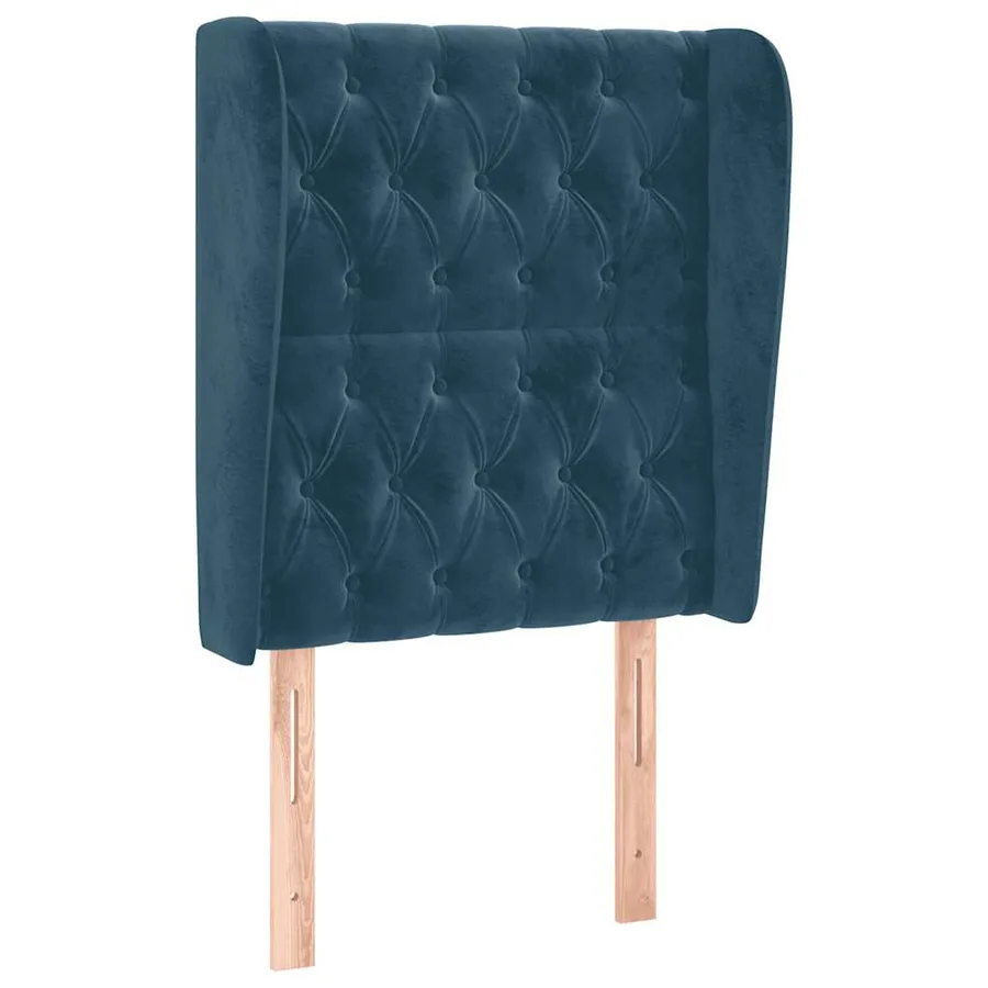 Tête de lit avec oreilles Bleu foncé 83x23x118/128 cm Velours - 2
