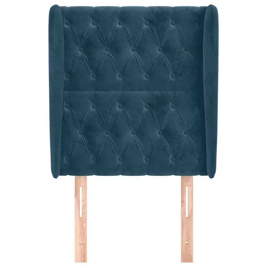 Tête de lit avec oreilles Bleu foncé 83x23x118/128 cm Velours - 3