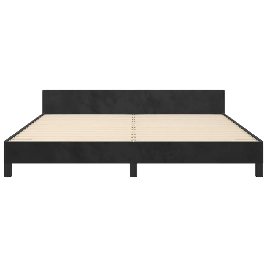 Cadre de lit sans matelas noir velours - 6