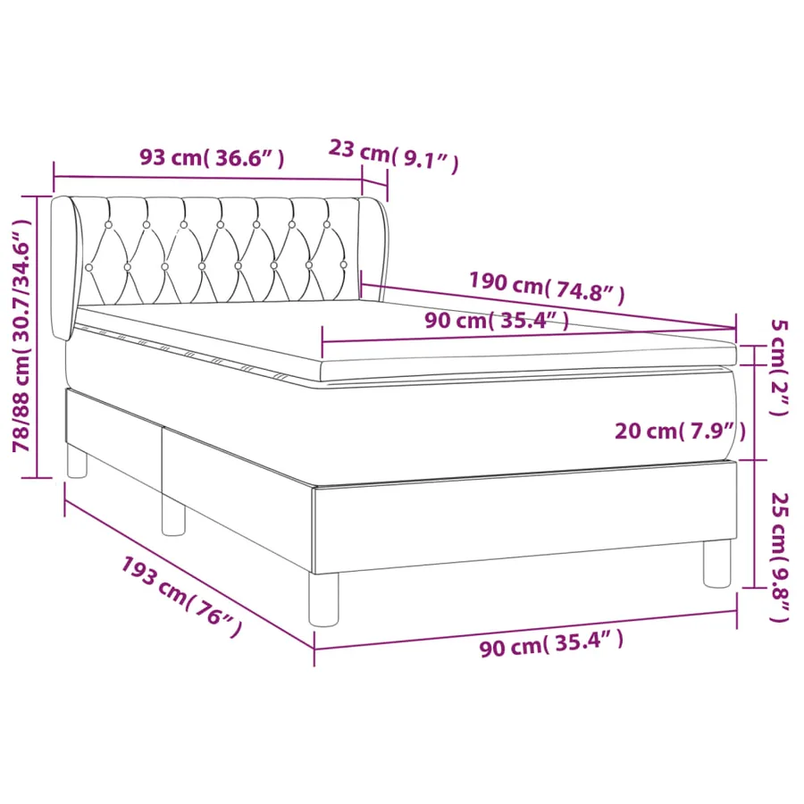 Sommier à lattes de lit avec matelas Rose 90x190 cm Velours - 7