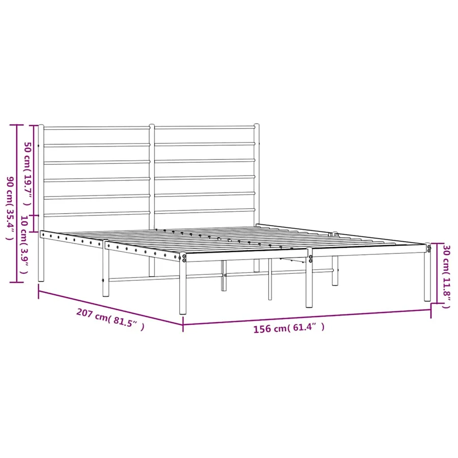 Cadre de lit métal sans matelas et tête de lit blanc 150x200 cm - 10