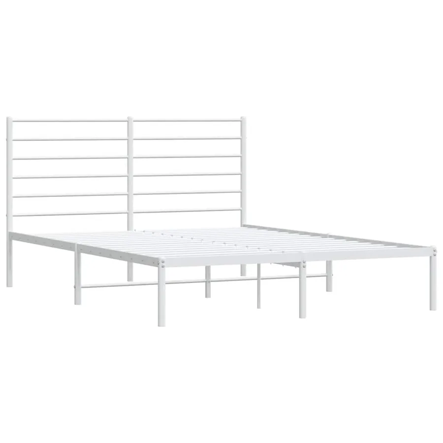 Cadre de lit métal sans matelas et tête de lit blanc 150x200 cm - 4