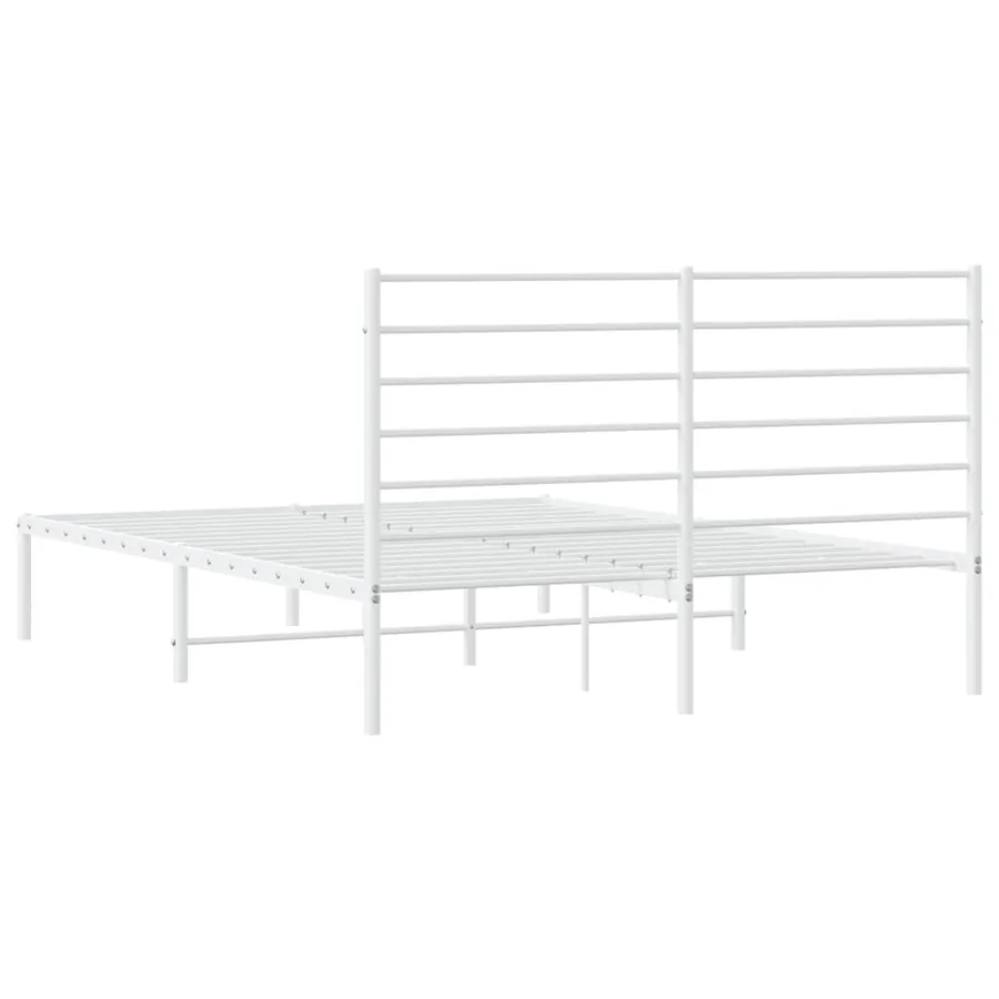 Cadre de lit métal sans matelas et tête de lit blanc 150x200 cm - 8