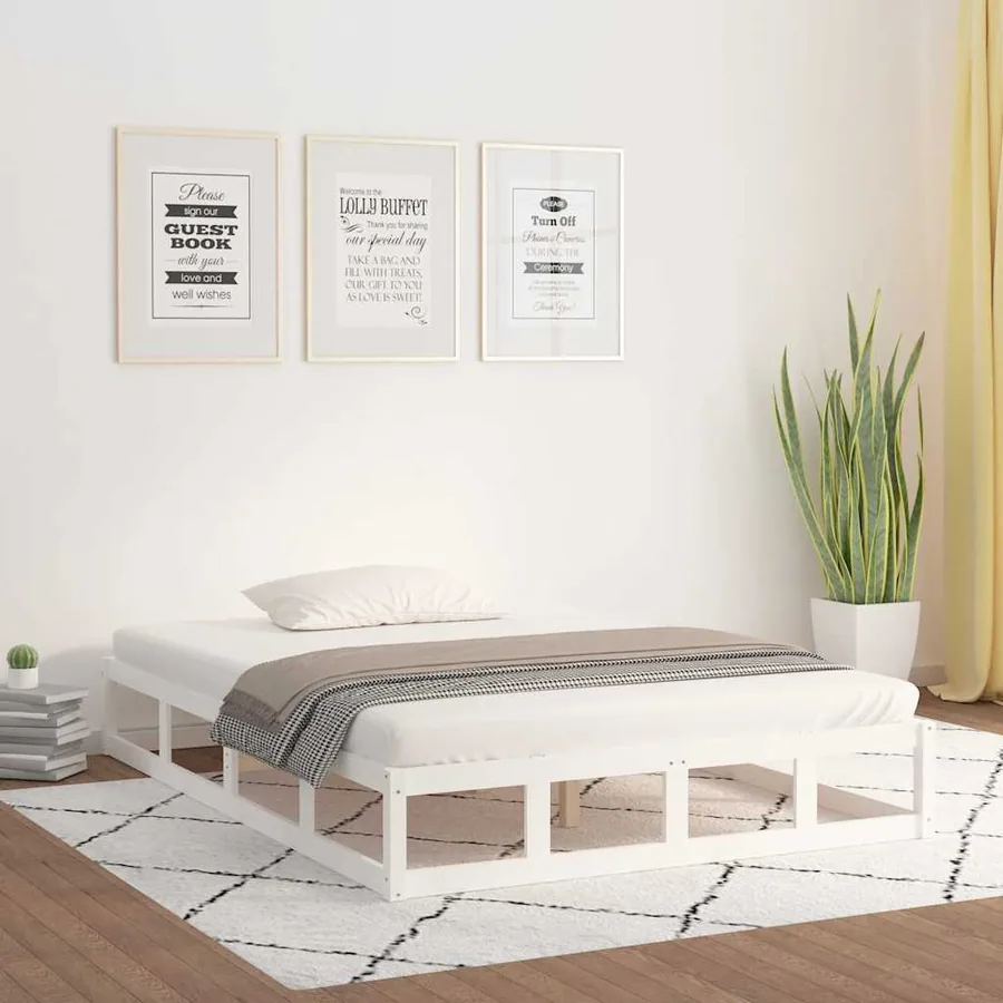 Cadre de lit sans matelas blanc 140x200 cm bois massif