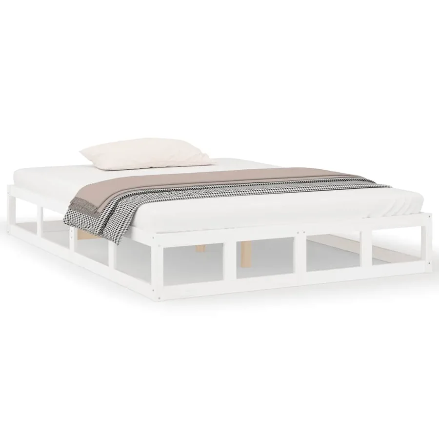 Cadre de lit sans matelas blanc 140x200 cm bois massif - 2