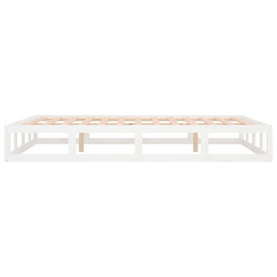 Cadre de lit sans matelas blanc 140x200 cm bois massif - 7