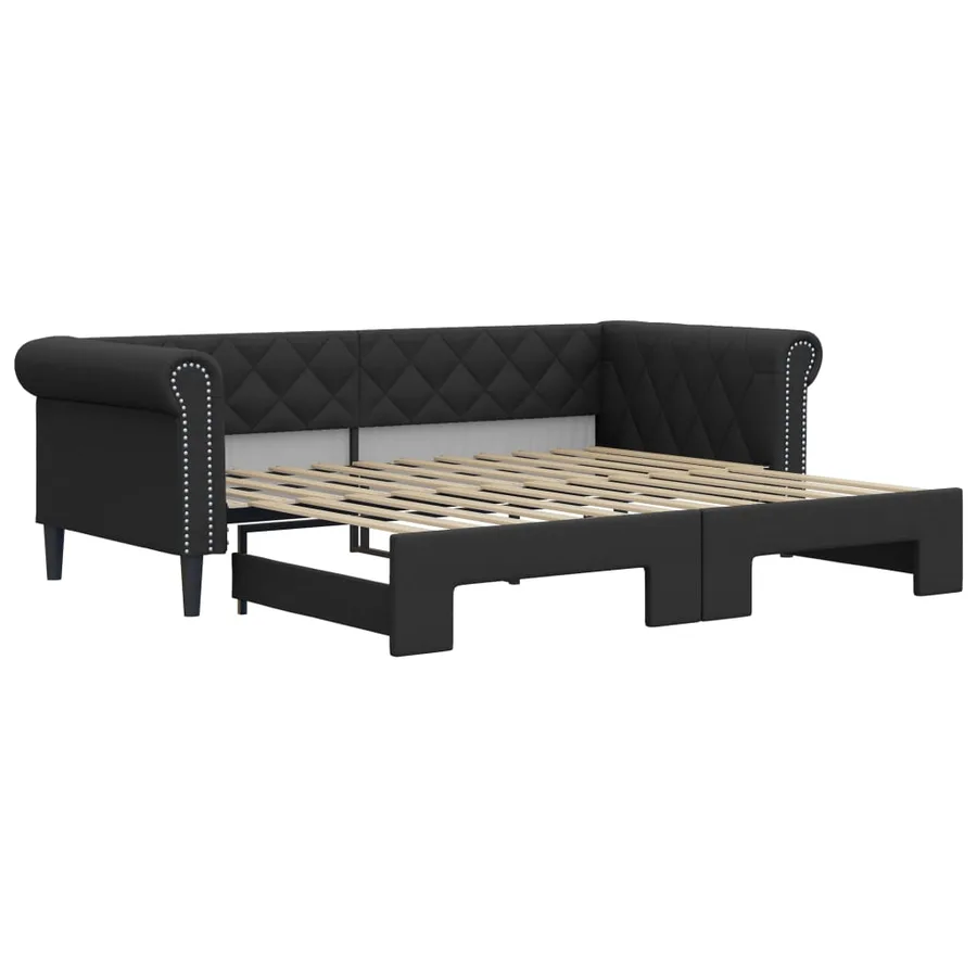 Lit de jour avec gigogne sans matelas noir 90x200 cm - 2