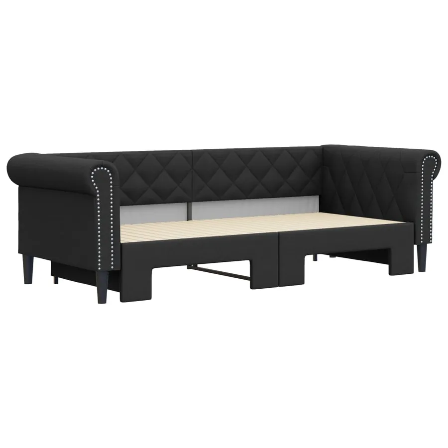 Lit de jour avec gigogne sans matelas noir 90x200 cm - 3