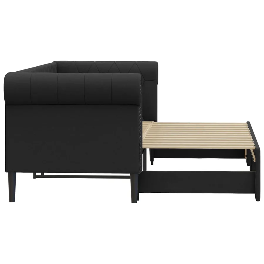 Lit de jour avec gigogne sans matelas noir 90x200 cm - 4