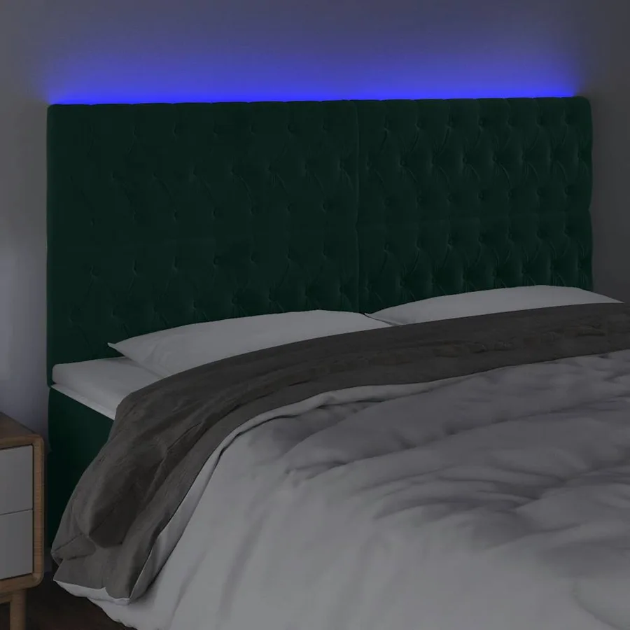 Tête de lit à LED Vert foncé 200x7x118/128 cm Velours - 4