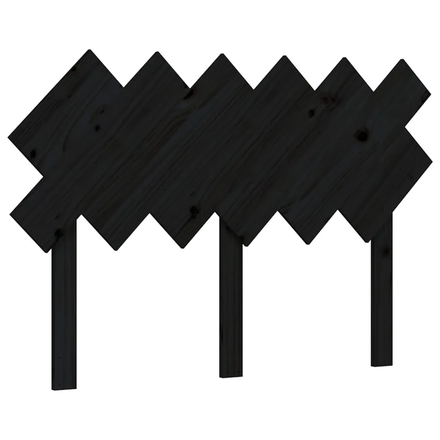 Cadre de lit sans matelas noir bois de pin massif - 8