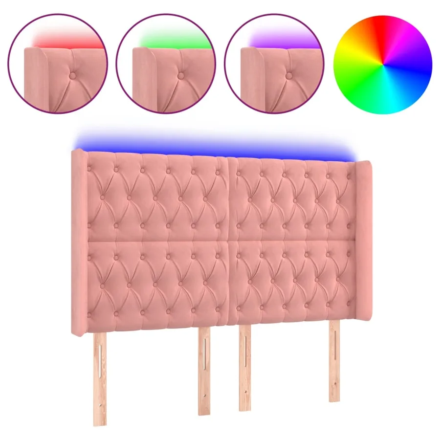 Tête de lit à LED Rose 163x16x118/128 cm Velours - 2