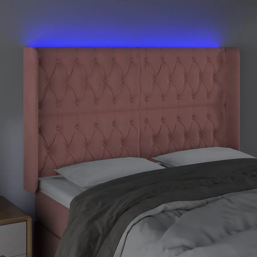 Tête de lit à LED Rose 163x16x118/128 cm Velours - 4