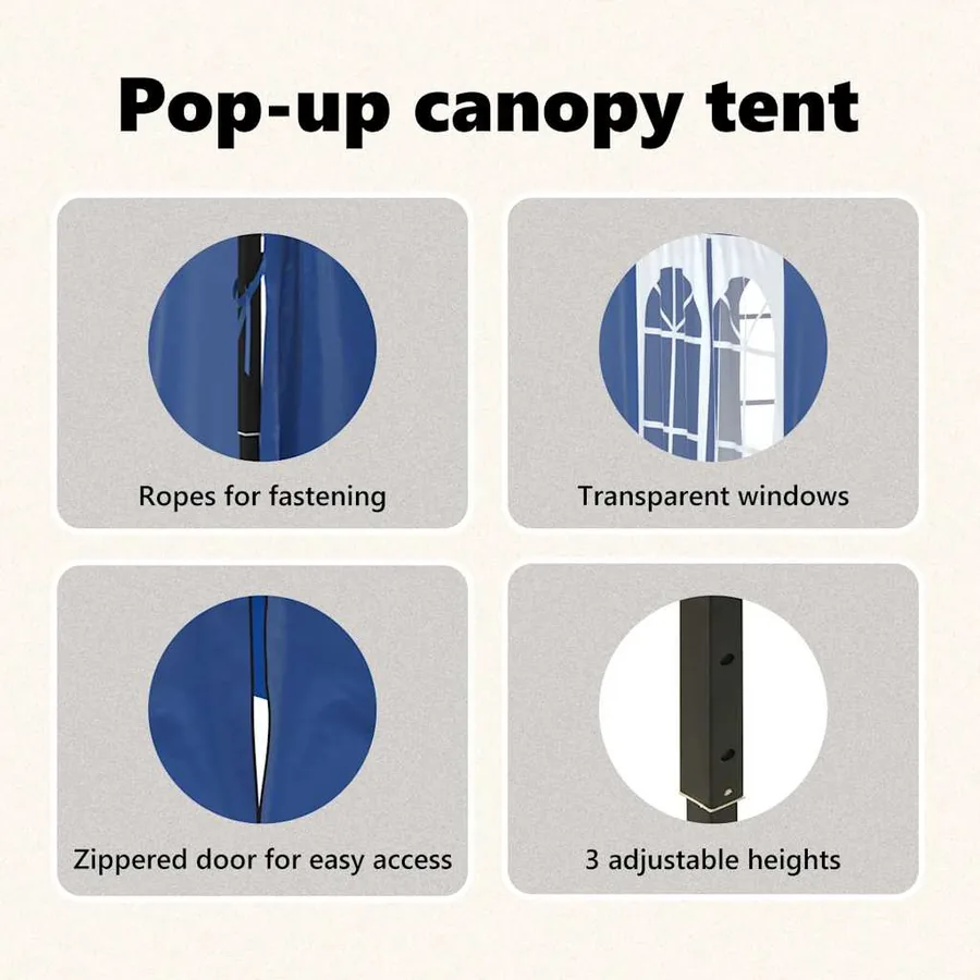 Tente de réception pliable avec parois Bleu 2x2 m - 13