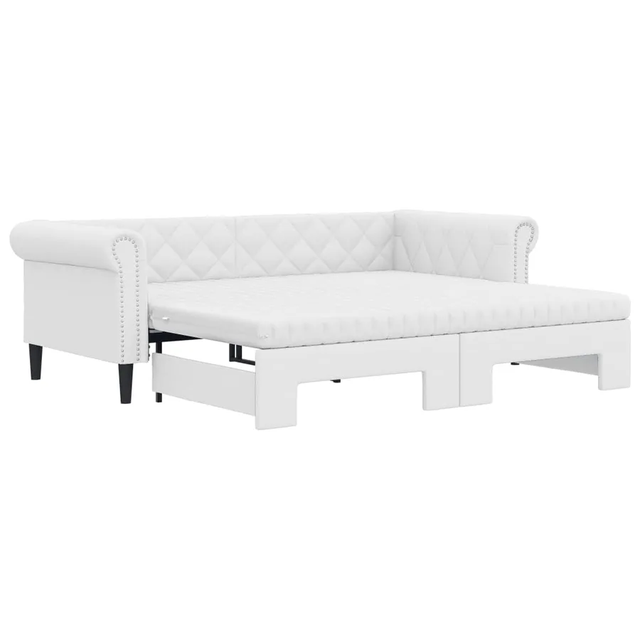 Lit de jour et lit gigogne et matelas blanc 90x200cm similicuir - 2