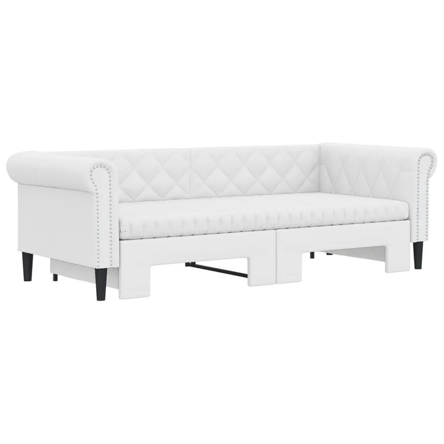 Lit de jour et lit gigogne et matelas blanc 90x200cm similicuir - 3