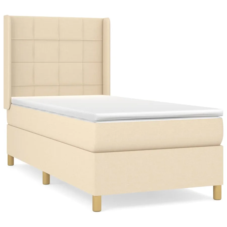 Sommier à lattes de lit avec matelas Crème 90x200 cm Tissu - 2