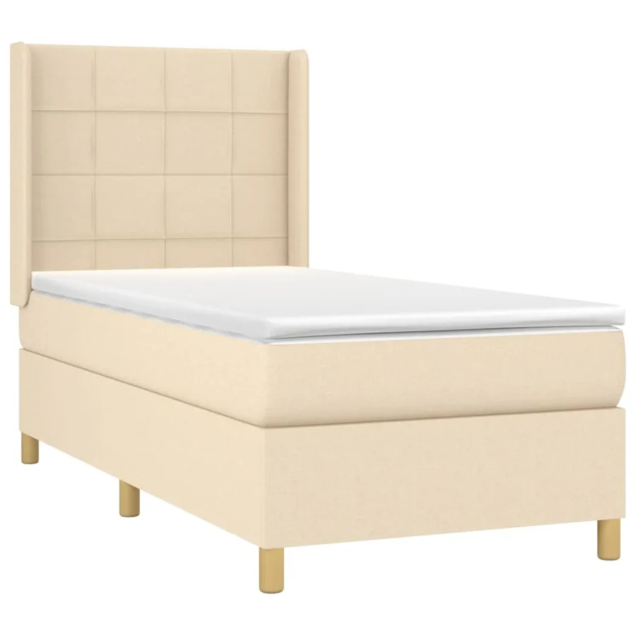 Sommier à lattes de lit avec matelas Crème 90x200 cm Tissu - 3