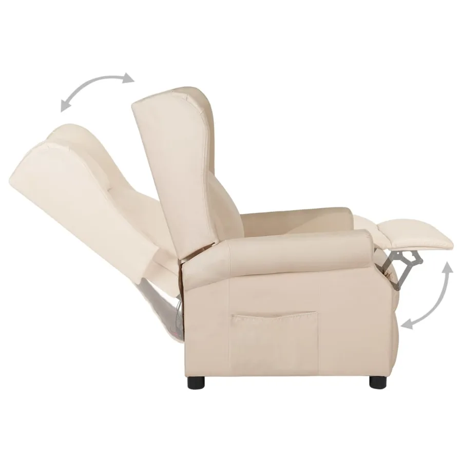 Fauteuil inclinable Crème Tissu - 5