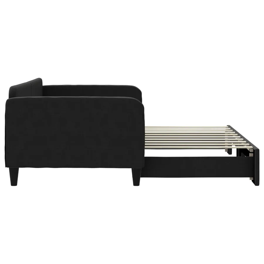 Lit de jour avec lit gigogne noir 90x190 cm tissu - 4