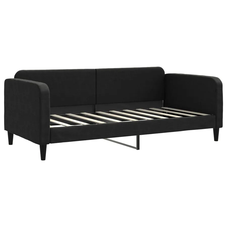 Lit de jour avec lit gigogne noir 90x190 cm tissu - 6