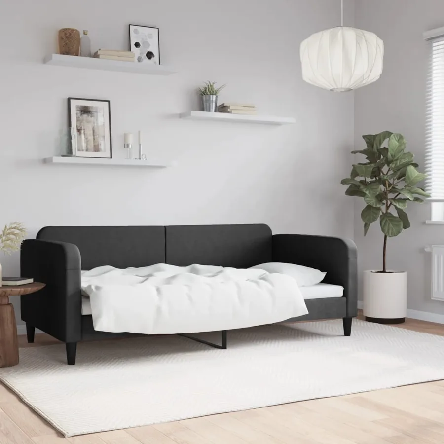 Lit de repos sans matelas noir 90x190 cm tissu