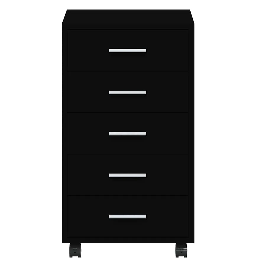 Armoire à tiroirs avec roulettes Noir Bois d'ingénierie - 6