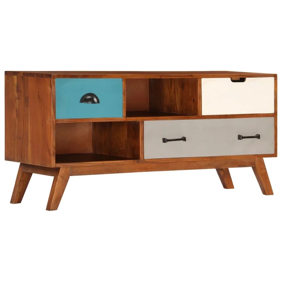Meuble TV avec 3 tiroirs 110x35x50 cm Bois d'acacia solide - 12