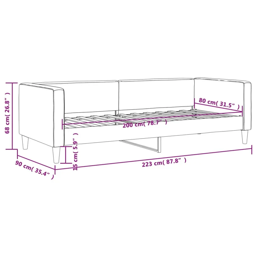 Lit de repos sans matelas gris clair 80x200 cm tissu - 8