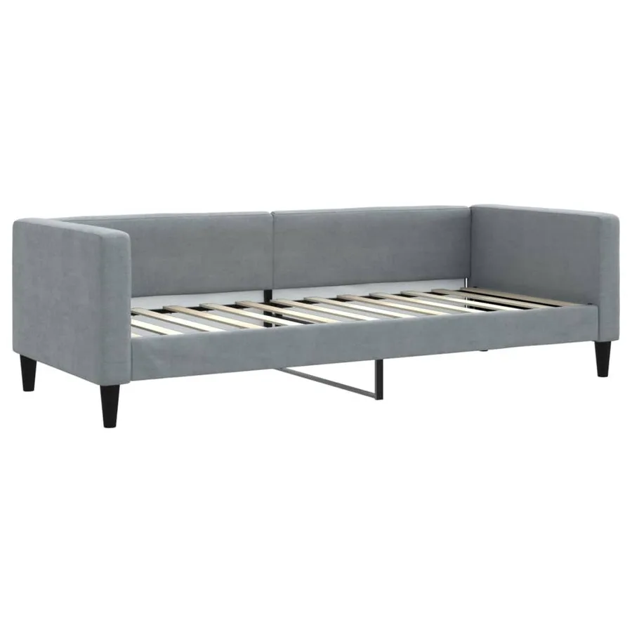 Lit de jour avec gigogne et matelas gris clair 80x200 cm tissu - 4
