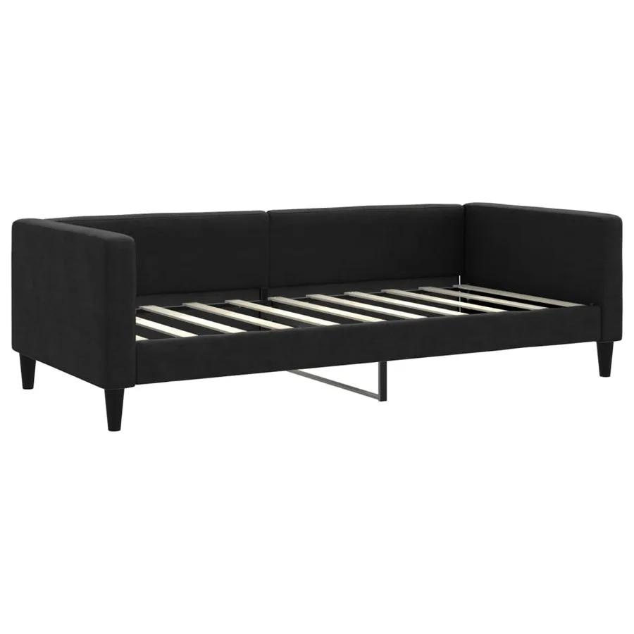 Lit de jour avec matelas noir 90x190 cm tissu - 3