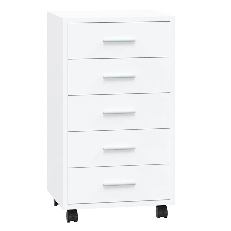 Armoire à tiroirs avec roulettes Blanc brillant Bois ingénierie - 2