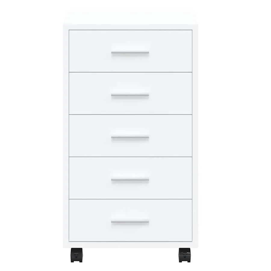 Armoire à tiroirs avec roulettes Blanc brillant Bois ingénierie - 6