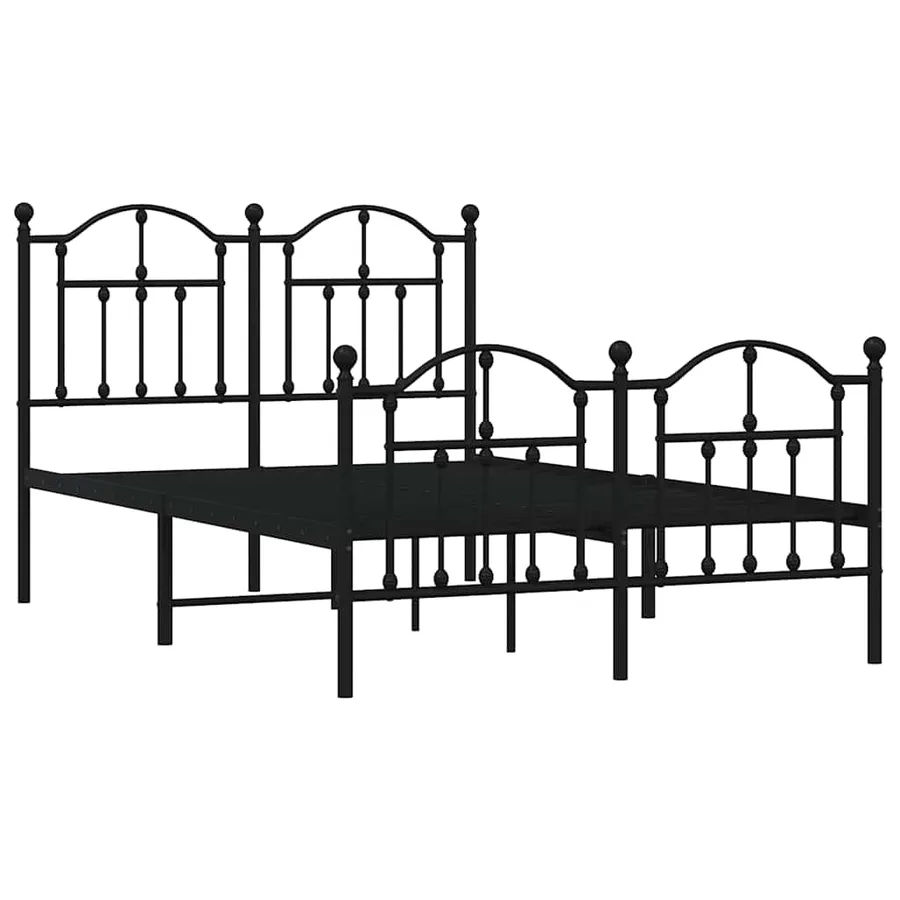 Cadre de lit métal sans matelas avec pied de lit noir 120x200cm - 3