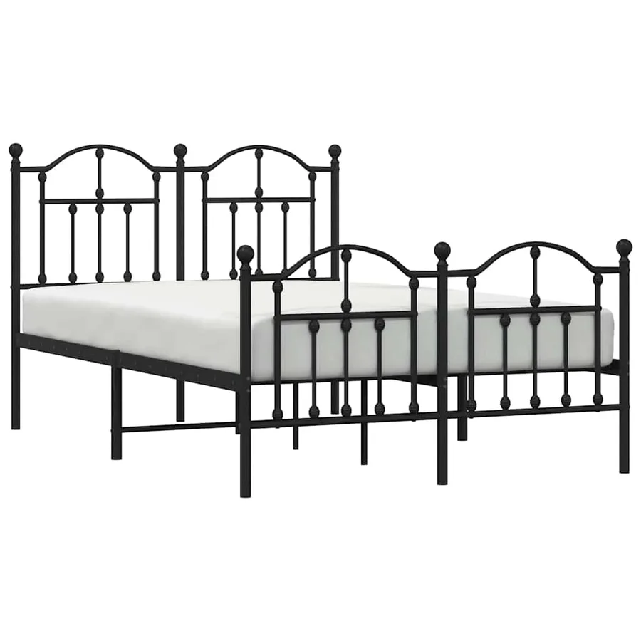 Cadre de lit métal sans matelas avec pied de lit noir 120x200cm - 4