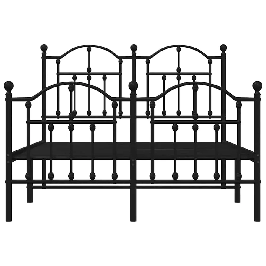 Cadre de lit métal sans matelas avec pied de lit noir 120x200cm - 5