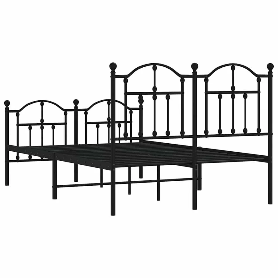 Cadre de lit métal sans matelas avec pied de lit noir 120x200cm - 7