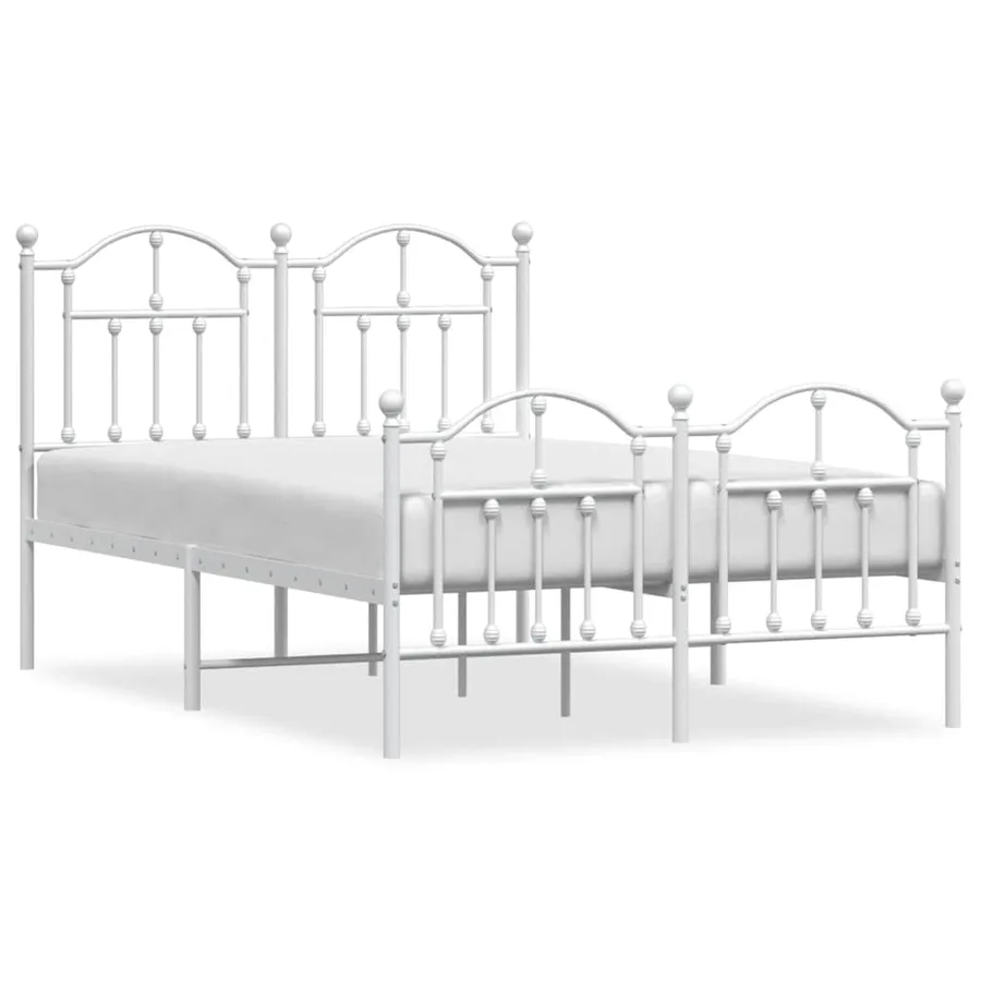 Cadre de lit métal sans matelas et pied de lit blanc 120x200 cm - 2