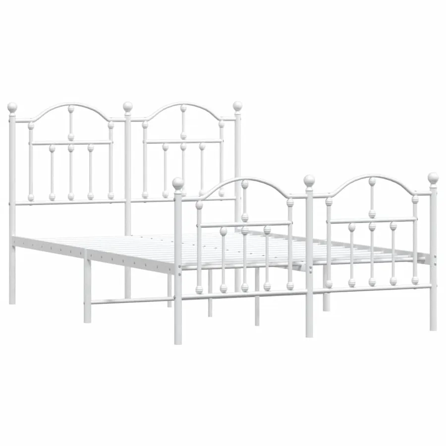 Cadre de lit métal sans matelas et pied de lit blanc 120x200 cm - 3