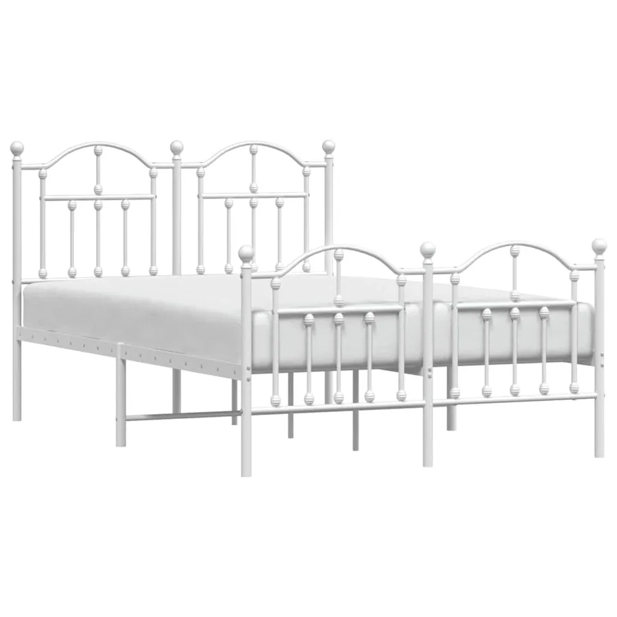 Cadre de lit métal sans matelas et pied de lit blanc 120x200 cm - 4
