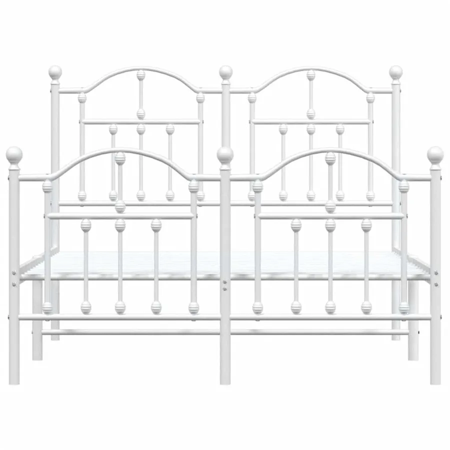Cadre de lit métal sans matelas et pied de lit blanc 120x200 cm - 5