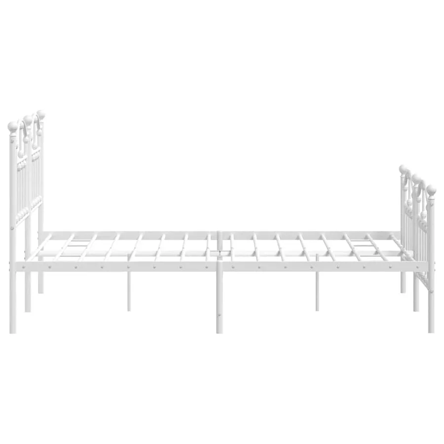 Cadre de lit métal sans matelas et pied de lit blanc 120x200 cm - 6
